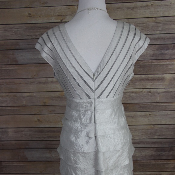 ADRIANNA PAPELL Silver/Gray Layered/Textured Dress - Picture 5 of 8